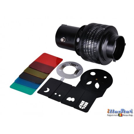 OS-A135 - Spot Optique Focalisable fourni avec 5 gobos métalliques & 5 filtres couleurs OS-A135 - Spot Optique Focalisable fourni avec 5 gobos métalliques & 5 filtres couleurs