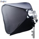 SBQS6060SL - Boîte à lumière (Softbox) Quick Setup - 60x60cm - avec support flash cobra type L avec sabot flash (Canon/Nikon)