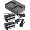 BATK2F750 - 2x NP-F750 batteries Li-ion 4400mAh + Chargeur double avec adaptateur voiture 12V et adaptateur secteur 220V