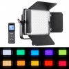 LEDP60PRODMX - Eclairage LED de studio Video & Photo 60W + 60W Bi-Couleur, DMX-512, Support de bat. 2x NP-F750/960, DC 13V-19V