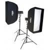Kit Flash de Studio Photo,  2x QUANT-600-PRO 600 Ws Numériqe, 2x trépied 255cm, 2x boîte à lumière 50x90cm, E013 Sac portable L
