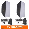 Kit Flash de Studio Photo,  2x FS-200DR 200 Ws Affichage numériqe, 2x trépied 195cm, 2x boîte à lumière 50x70cm, RT-604T