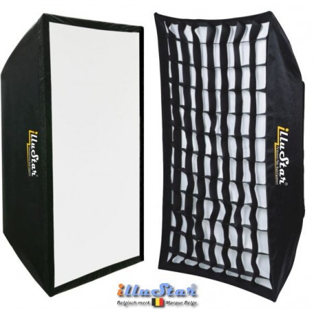 SB90122HCA144 - Boîte à lumière (Softbox) 2en1 - 90x122cm avec Diffuseur & Grille nids d'abeilles - illuStar