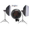 Kit Flash de Studio Photo - 2x FI-800D 800 Ws Affichage numériqe, 2x trépied 250cm, 2x boîte à lumière 80x120cm - illuStar